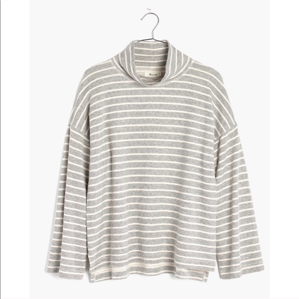 Madewell Grey & White Turtleneck Sweater